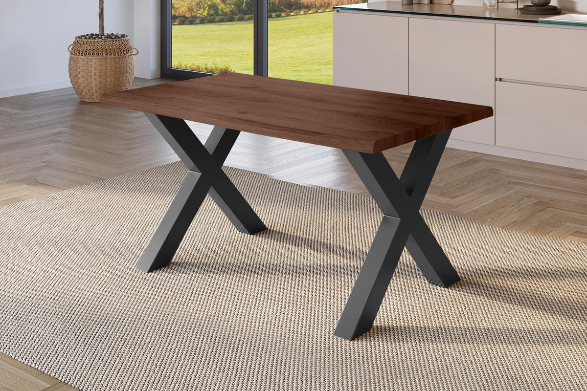 ESSTISCH JULIUS X - Nussbaumfarben/Schwarz, Holz (80/140/77cm) - SAM