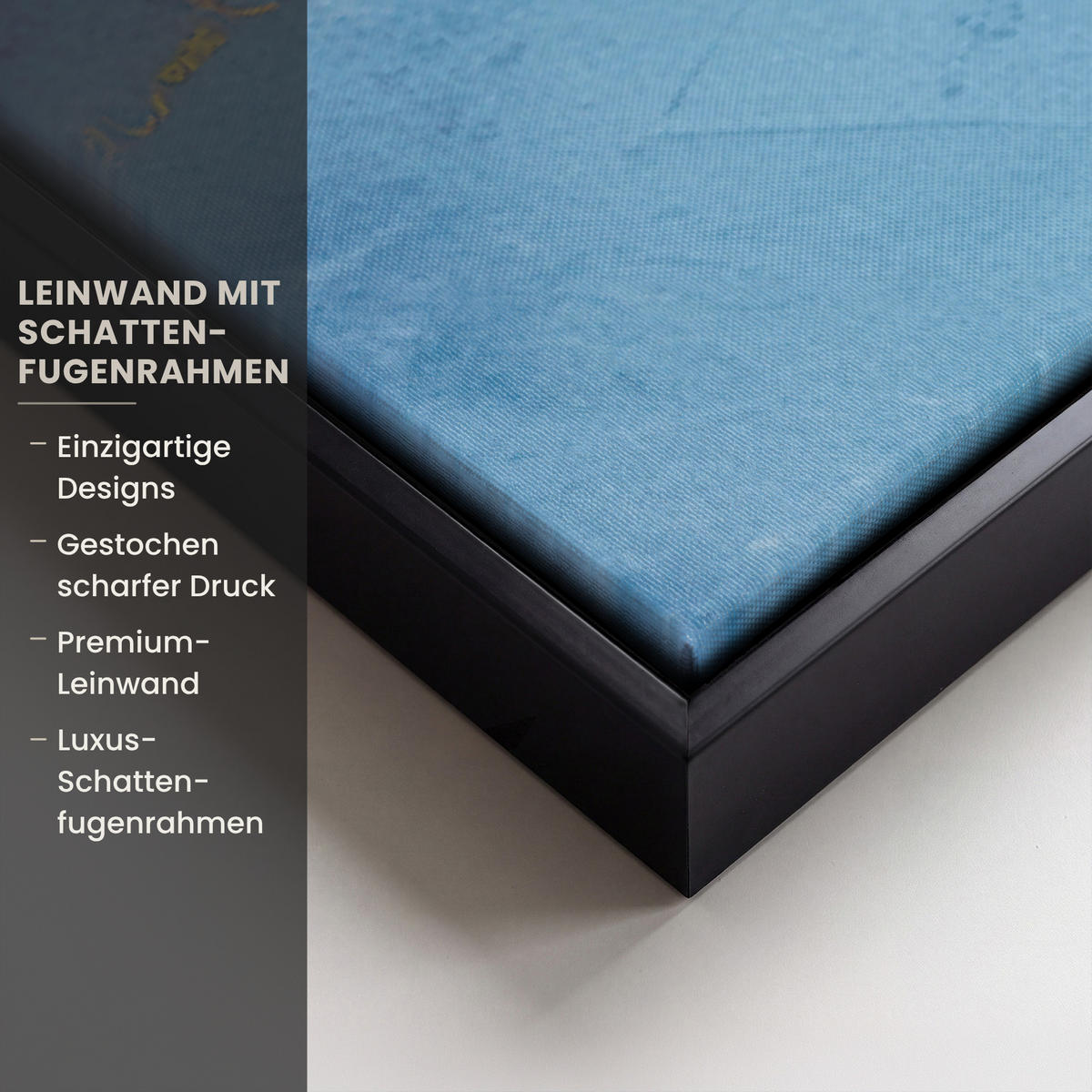 LEINWAND Bilder mit Rahmen - Kreise - Gold - Abstrakt - 140x90 - Blau, Textil (140/90cm) - MuchoWow