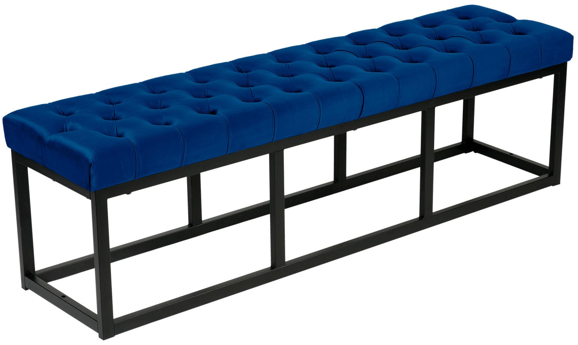 SITZBANK 150/37 cm Samt blau - Blau/Schwarz, Textil/Metall (150/42/37cm) - CLP