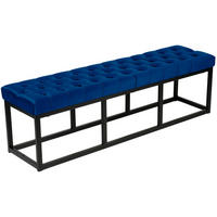 SITZBANK Polly Samt Schwarz 150 cm blau - Blau, Metall (150/42/37cm) - TPFLiving
