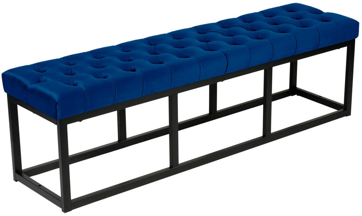 SITZBANK Polly Samt Schwarz 150 cm blau - Blau, Metall (150/42/37cm) - TPFLiving