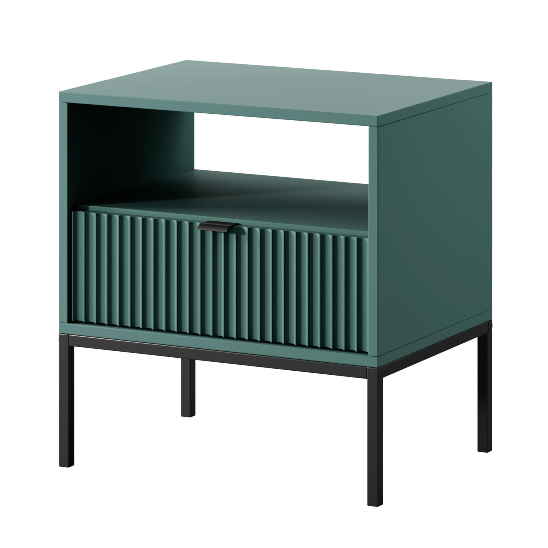 NACHTTISCH Vellore Grün mit Schublade, 54 cm - Schwarz/Grün, Holzwerkstoff/Metall (54/56/39cm) - Selsey