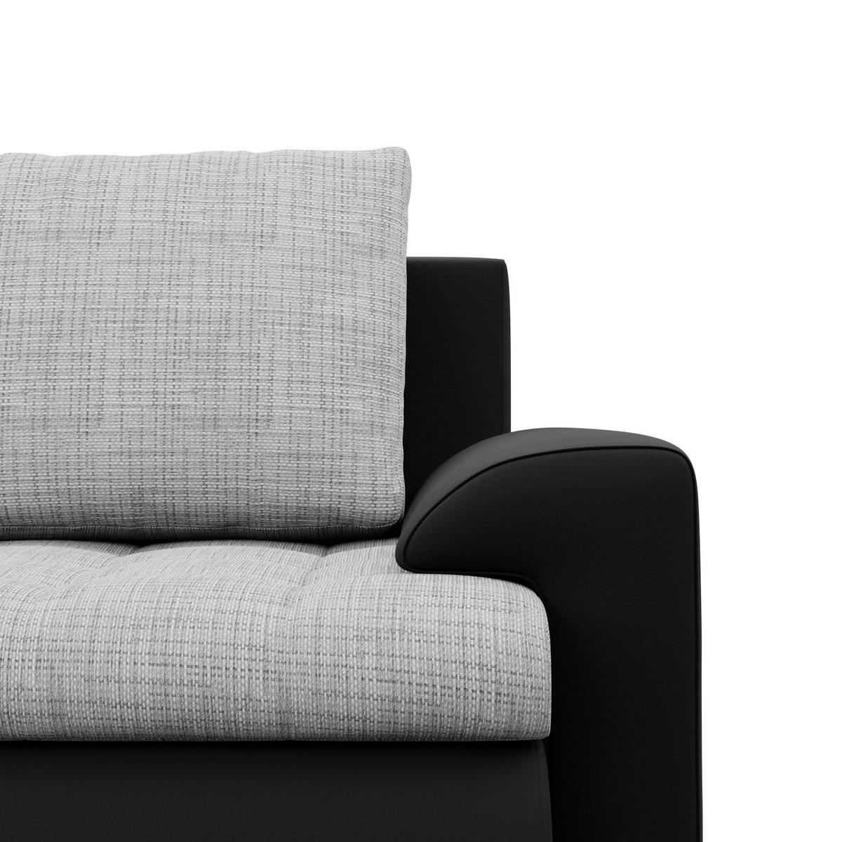 ECKSOFA LINKS MIT SCHLAFFUNKTION FORESTA, Grau + Schwarz - Schwarz/Grau, Textil (230/200cm) - Mebligo