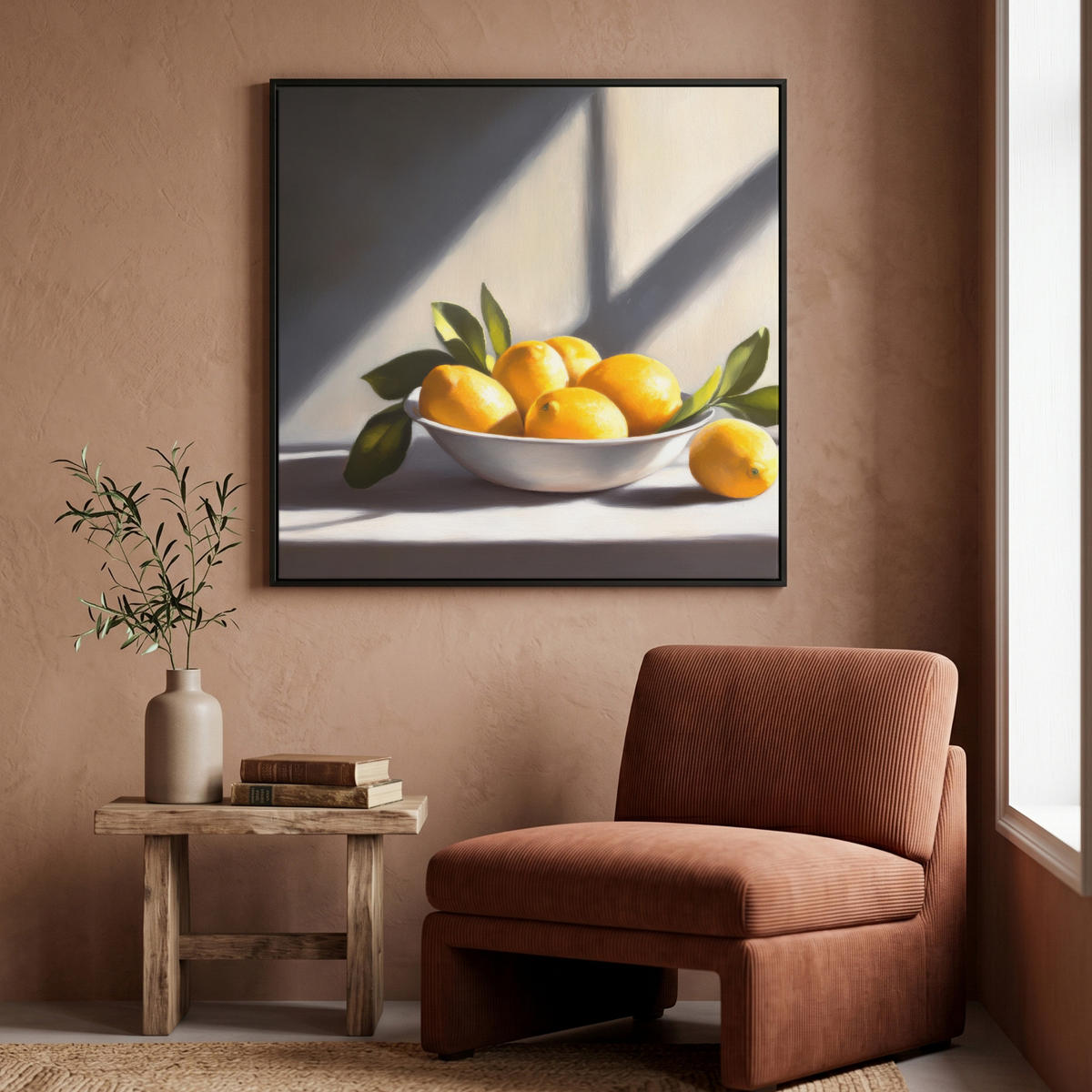 LEINWAND Bilder mit Rahmen - Zitronen - Stilleben - Gelb - 90x90 - Gelb, Textil (90/90cm) - MuchoWow