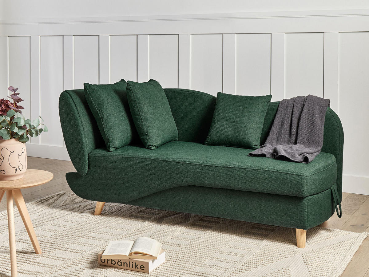CHAISELONGUE-LINKSSEITIGE Grün Meri - Braun/Grün, Textil (155/76/69cm) - Beliani
