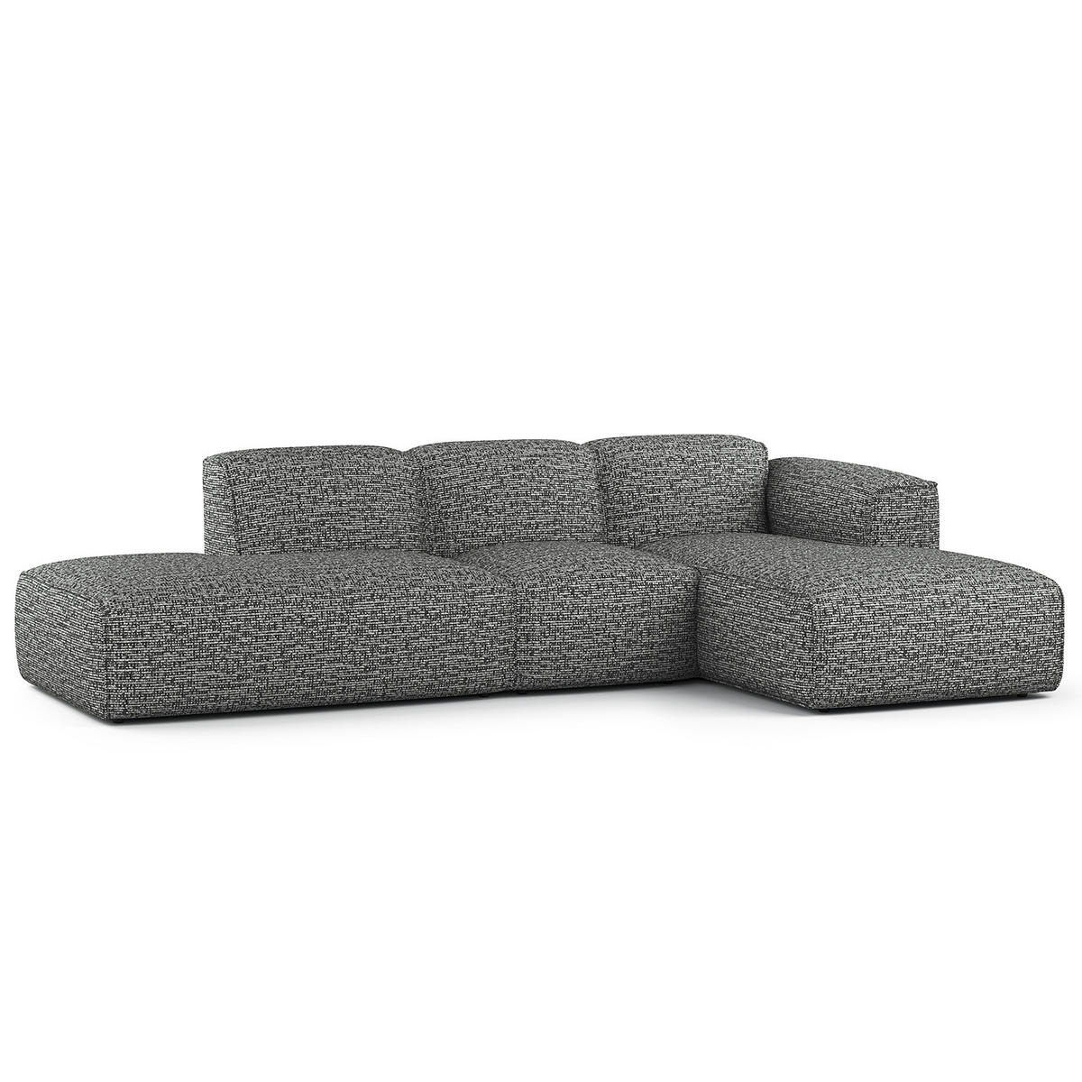 ECKSOFA mit Chaiselongue - Schwarz/Grau, Kunststoff/Textil (290/173cm) - home24
