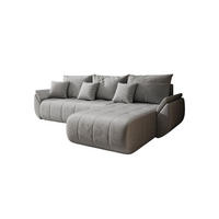 ECKSOFA Mit Schlaffunktion Und Bettkasten TOKYO, Stoff MONOLITH, Hellgrau, Rechts - Hellgrau, Holz (280/190cm) - Kaiser Möbel