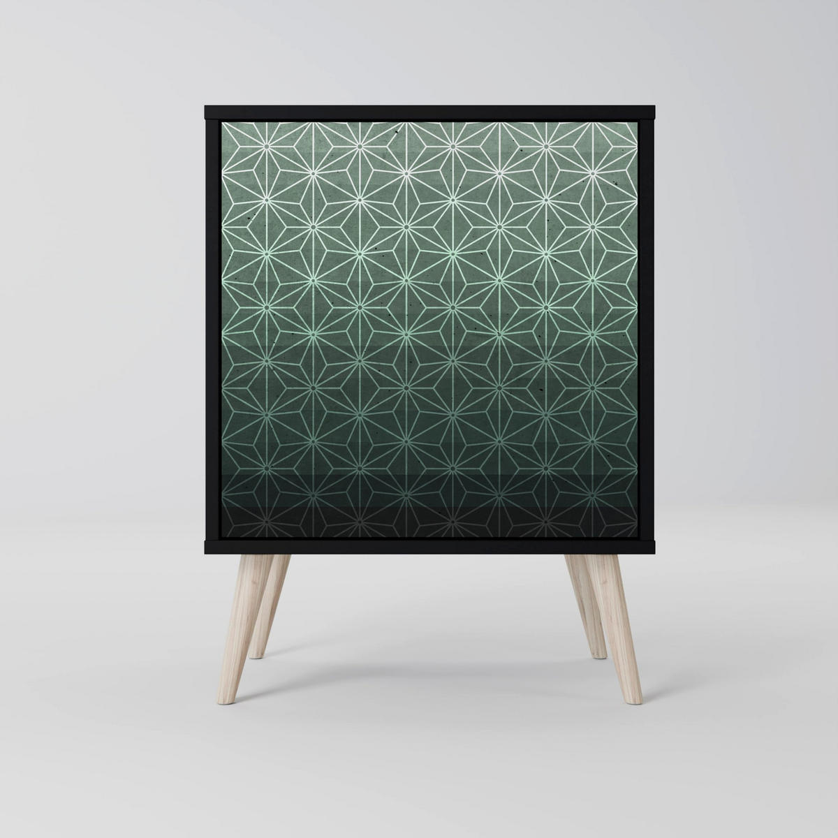 SIDEBOARD ORNAMENTAL GLIMMER, Schwarz, 57,5x42x67,5 cm, Schwarze Metall-Rahmenfüße - Multicolor/Schwarz, Holzwerkstoff/Metall (57.5/67.5/42cm) - SpaceRebels