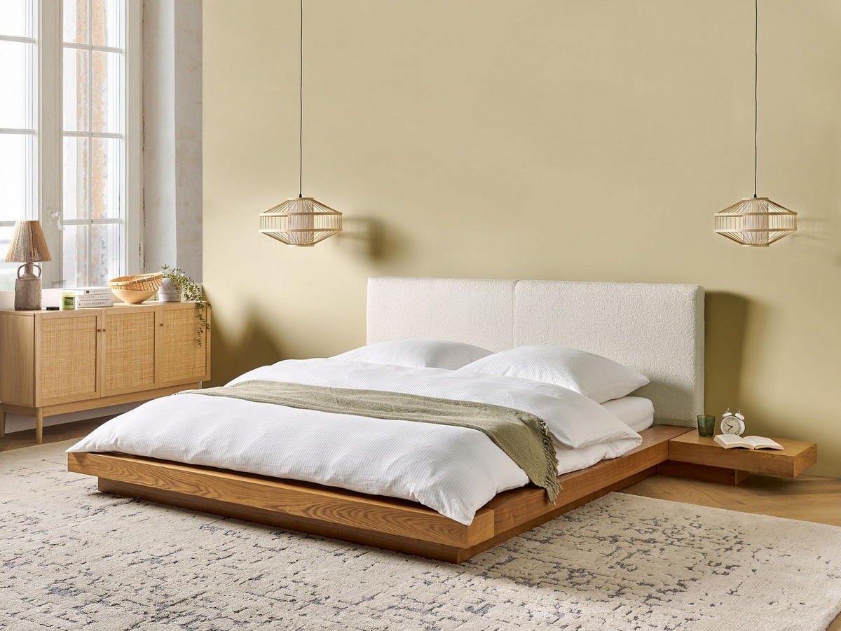 POSTEL s roštem 160/200 cm MDF deska Světle hnědá Zen - světle hnědá, dřevo (160/200cm) - Beliani