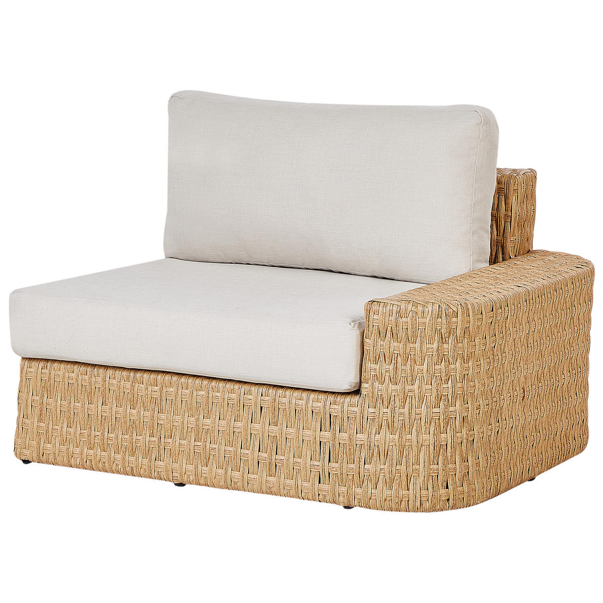 GARTEN-ECKSOFA mit Tisch 4-Sitzer Polyrattan rechtsseitig Beige Oliveri - Beige/Naturfarben, Kunststoff - Beliani