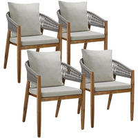 GARTENSTUHL Manacor, höhenverstellbare Kunststofffüße, greige - Greige/Braun, Holz (59/76.5/58cm) - tectake