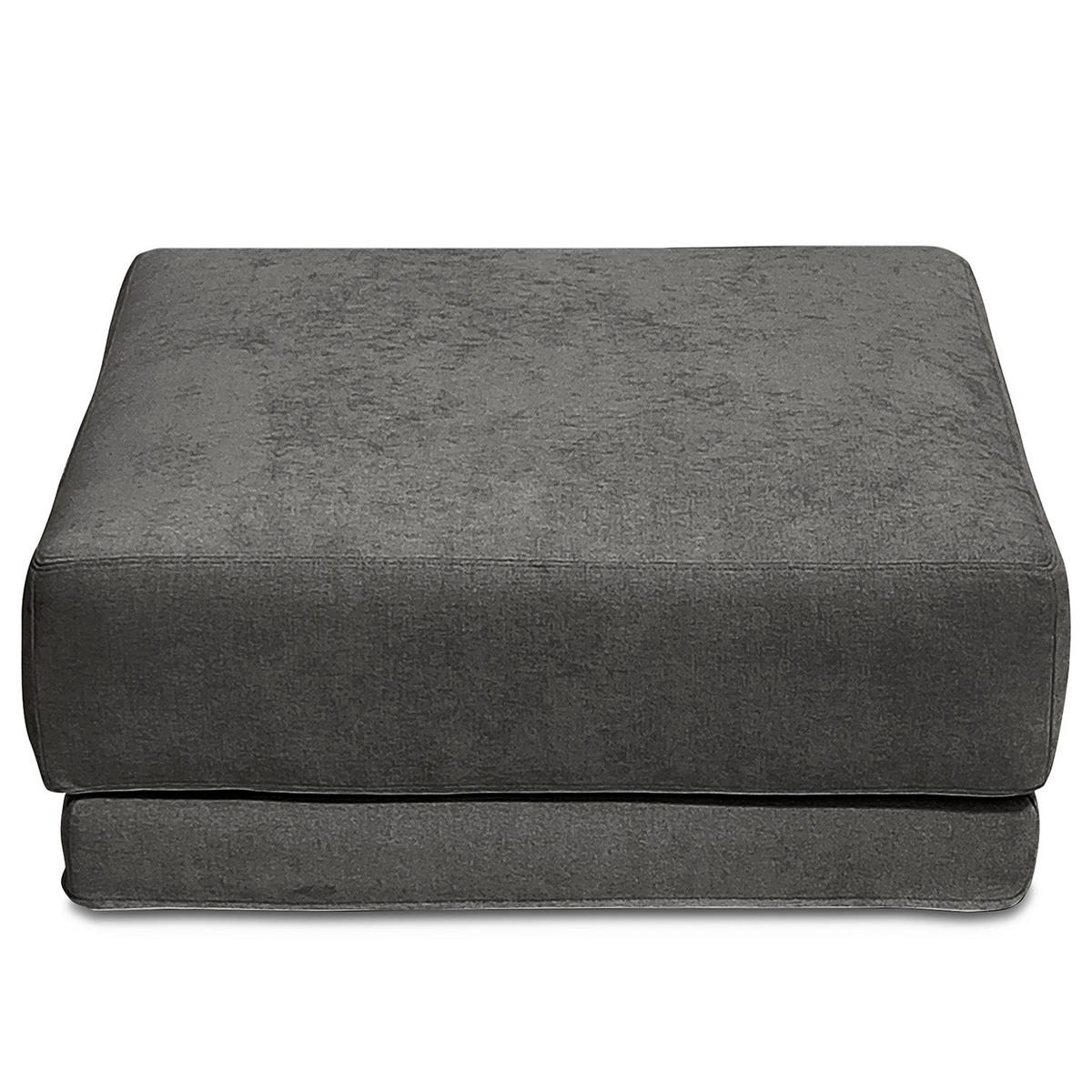 POLSTERHOCKER mit Wechselbezug - Webstoff - Dunkelgrau/Schwarz, Holz/Kunststoff (92/45/92cm) - home24