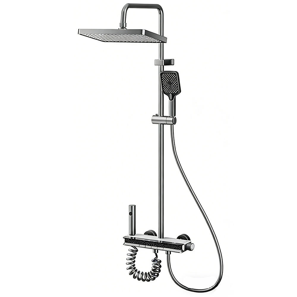 ÜBERKOPFBRAUSESET LED Digitalanzeige Messing Weiß - Weiß, Metall (20/120/30cm) - Kaket
