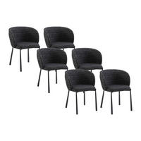 STUHL 6er-Set - Tweedstoff & Metall - Schwarz - SIJOLA - Schwarz, Textil (59/78.5/56.5cm) - Vente-Unique