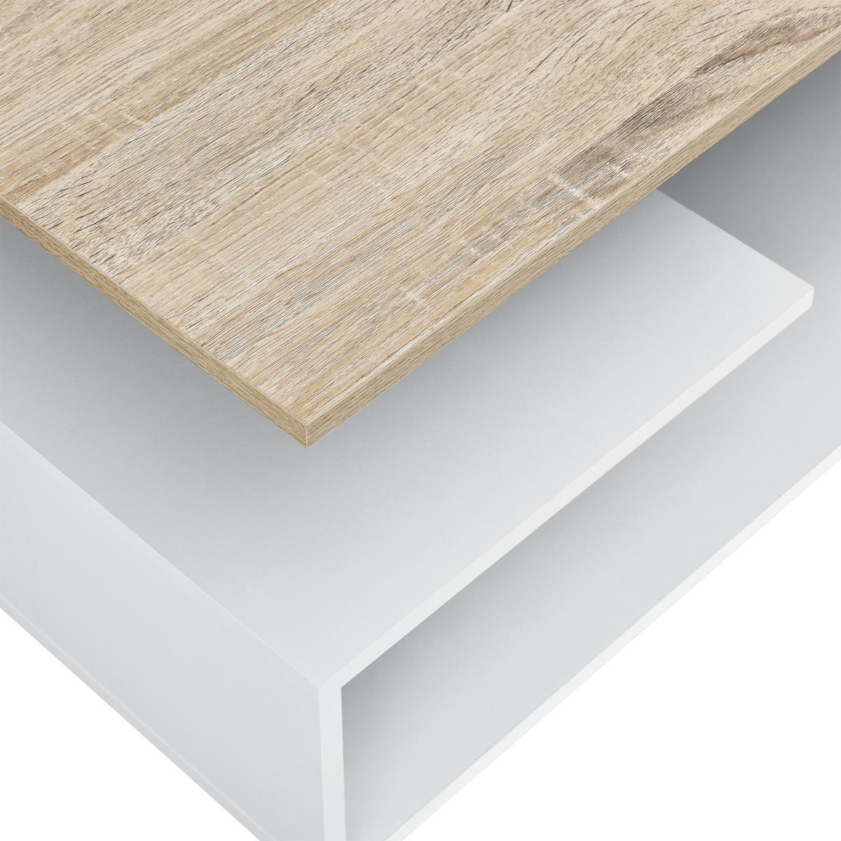 COUCHTISCH Haarlem 50/90/41 - Eichefarben/Weiß, Holzwerkstoff (90/50/41cm) - [en.casa]