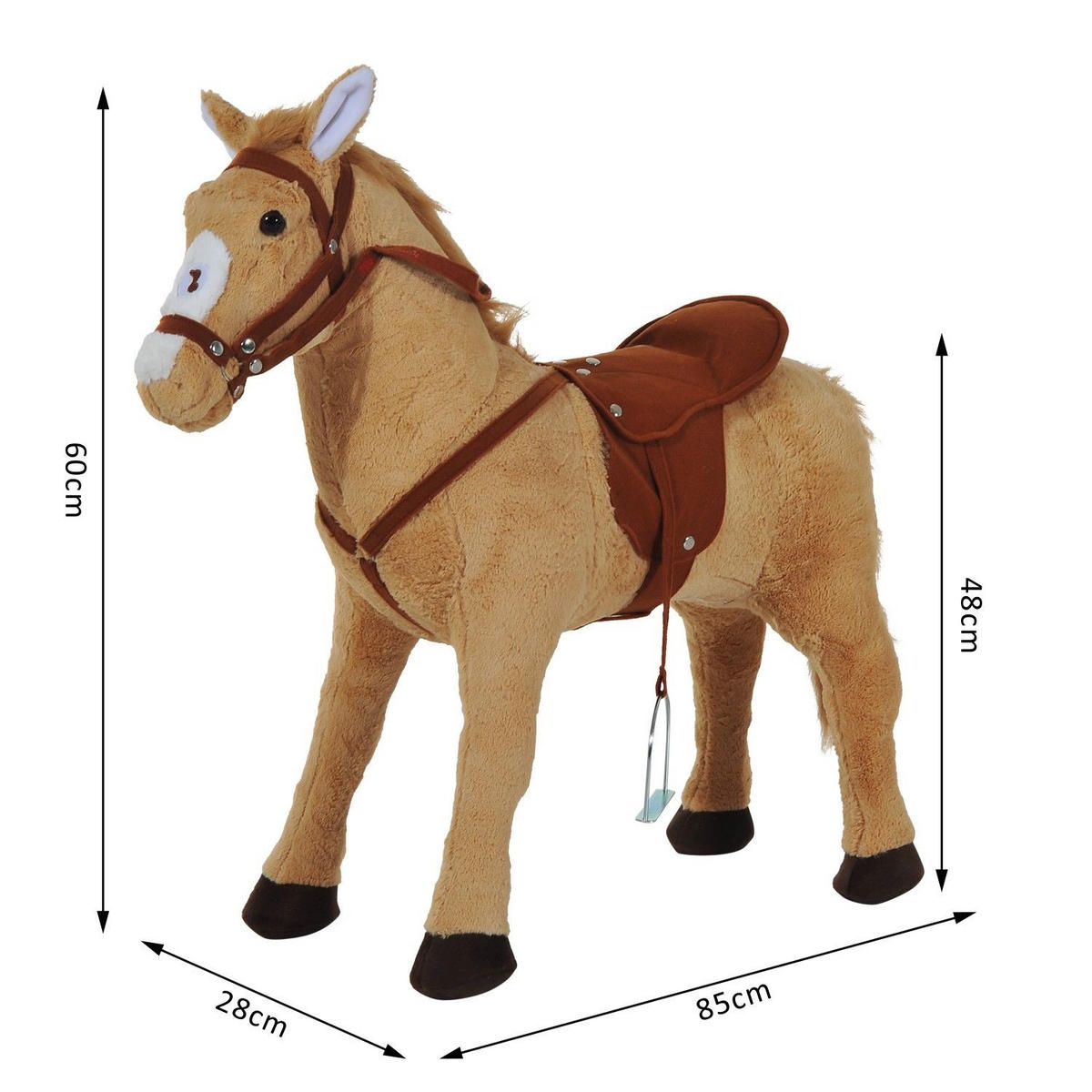 KINDER SCHAUKELTIER, Beige, Plüsch+ Eisen - Beige, Metall (28/60/85cm) - HOMCOM