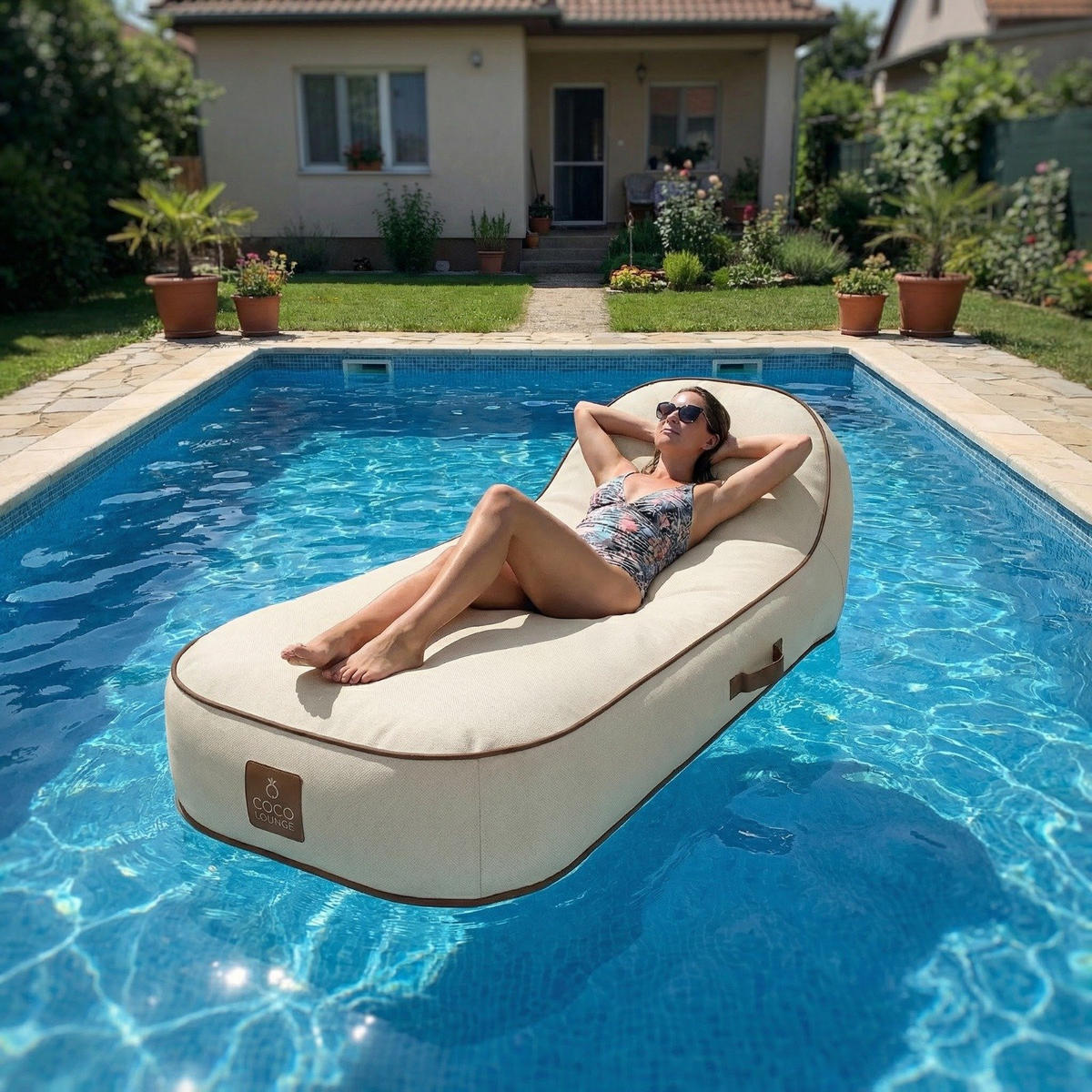 SONNENLIEGE PALMA Weiß - Creme/Weiß, Kunststoff/Textil (85/27/85cm) - Coco Lounge