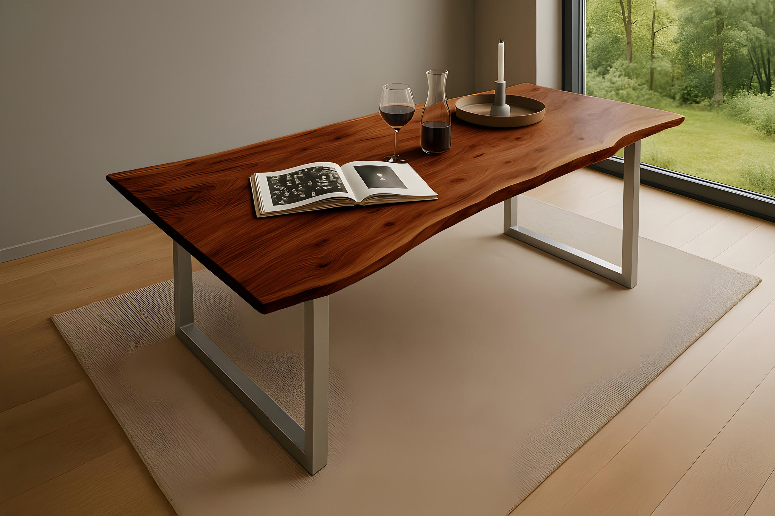ESSTISCH MAX - Silberfarben/Nussbaumfarben, Holz/Metall (90/180/77cm) - SAM