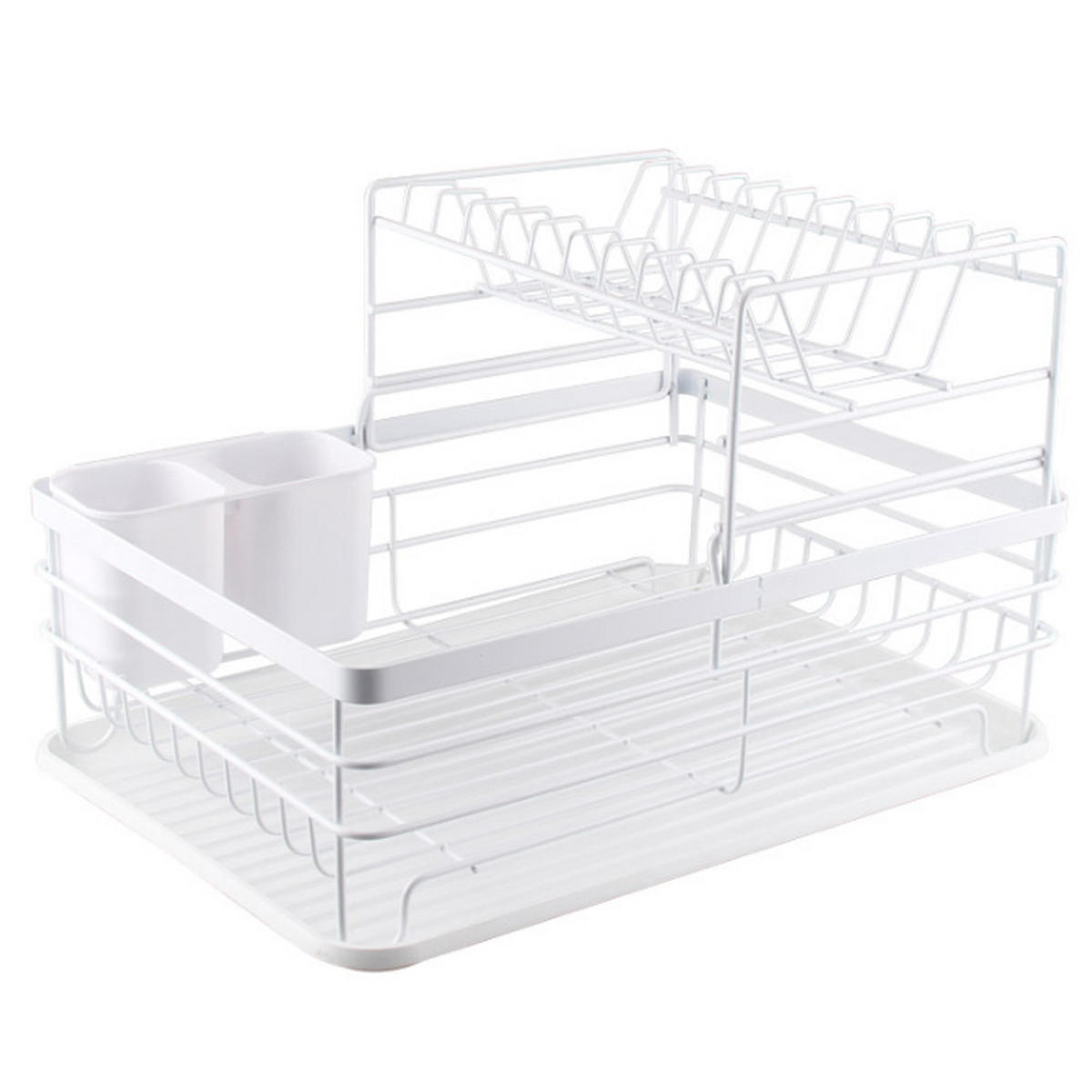 GESCHIRRABTROPFKORB aus Eisen weiß zweistöckigen Tellerständer - Weiß, Metall (42/27/32cm) - Livingandhome