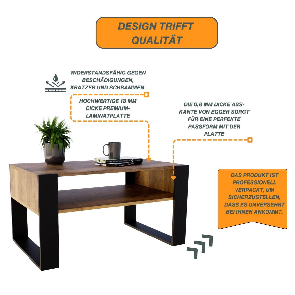COUCHTISCH Karo92 92/45/53,6 - Schwarz/Sonoma Eiche, Holzwerkstoff (54/92/45cm) - RAUMHIRSCH FURNITURE