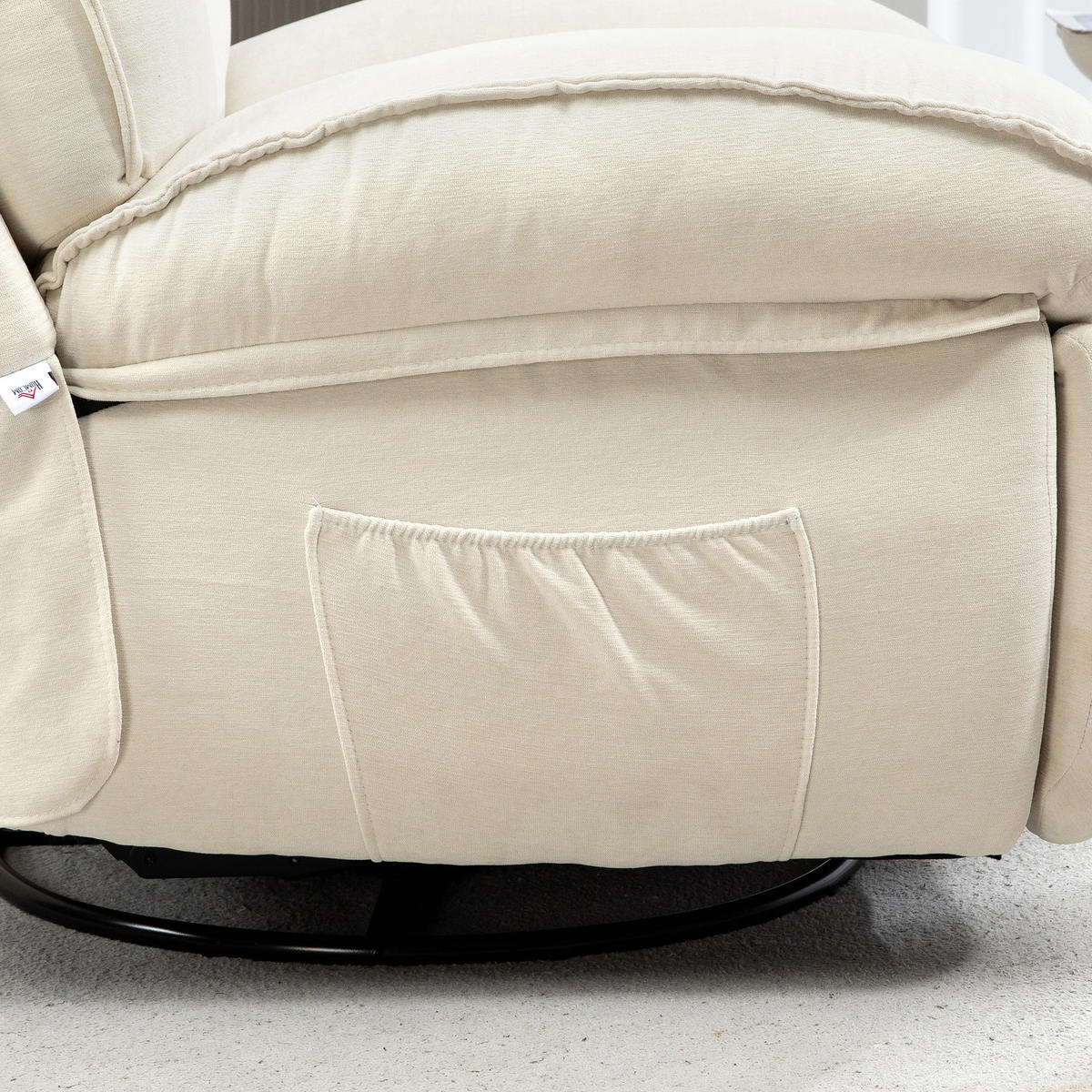 RELAXSESSEL Fernsehsessel mit Liegefunktion, Schaukelfunktion für Wohnzimmer - Creme/Schwarz, Textil/Metall (100/102/104cm) - HOMCOM