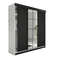 SCHIEBETÜRENSCHRANK LAMARO - 200x205x59cm - Weiß & Schwarz - Schwarz/Weiß, Holzwerkstoff (200/205/59cm) - Kier Furniture