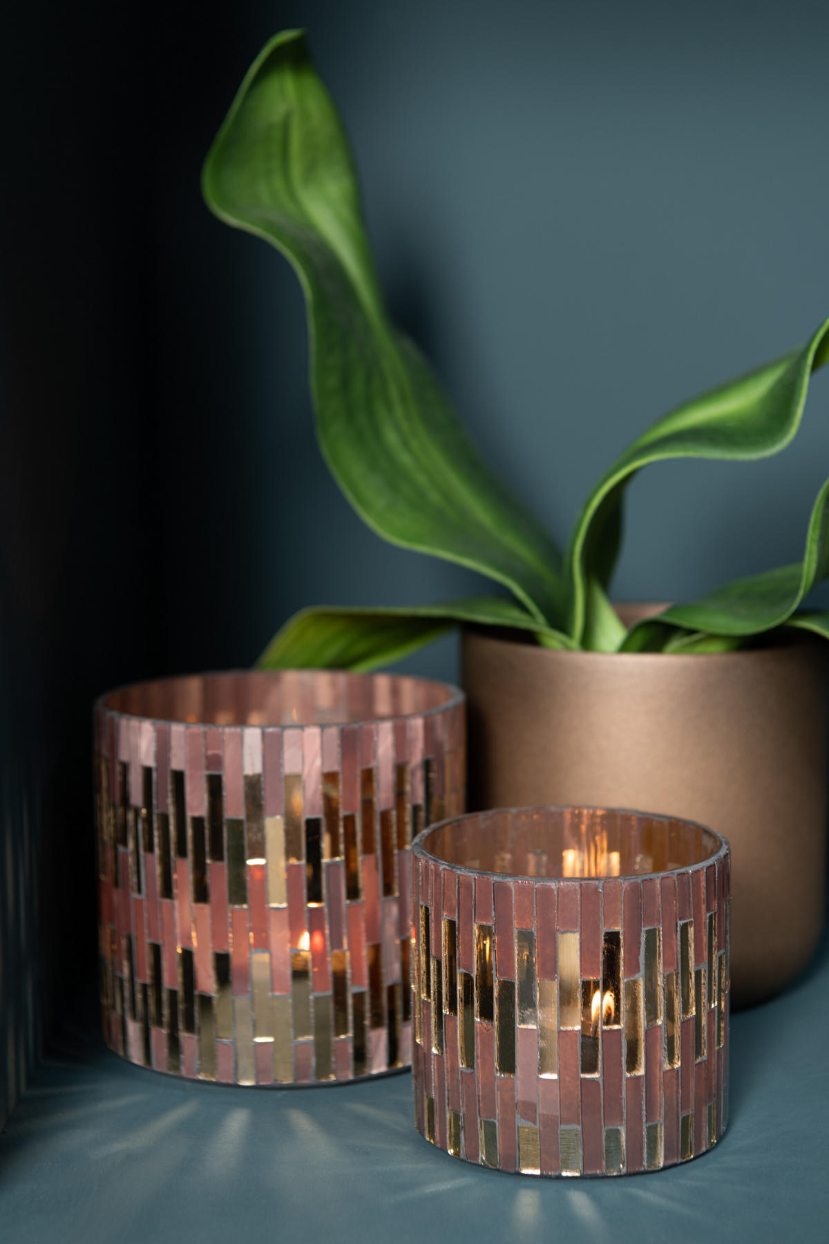 BLUMENTOPF GEN - Keramik - Gold/Kupfer - M - 2er Set - Ø 15 cm - Kupferfarben, Keramik (15/14.5cm) - J-Line