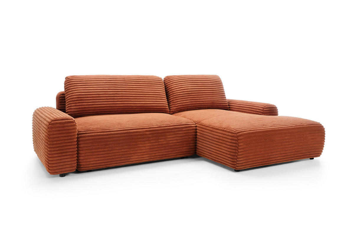 ECKSOFA Cordina Orange, mit Schlaffunktion und Bettzeugbehälter, rechte seite - Orange, Holzwerkstoff (264/162cm) - Bettso