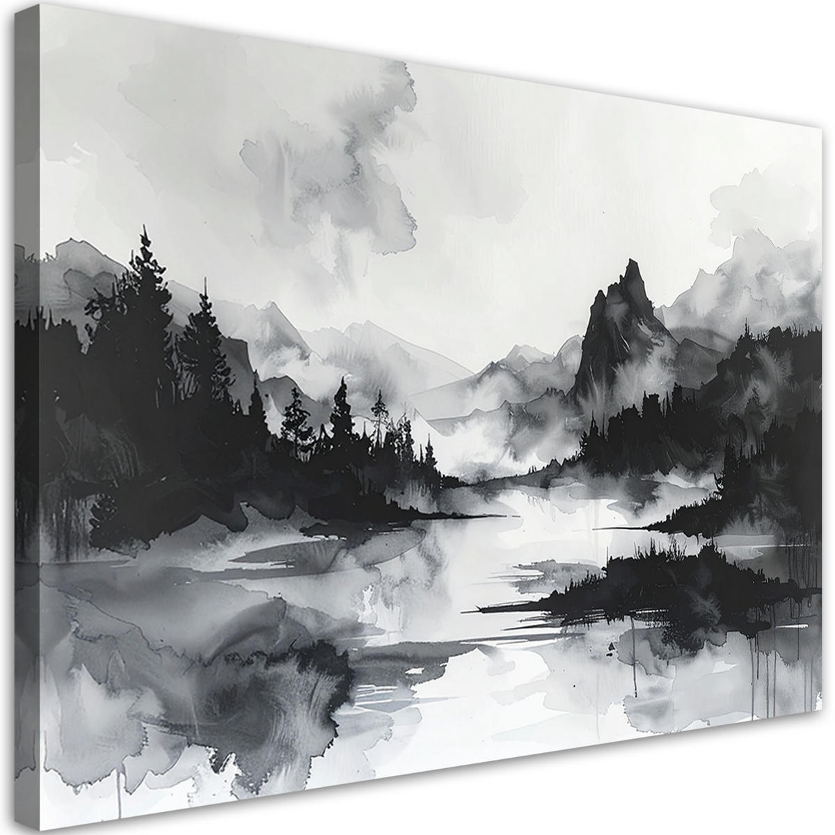 LEINWANDBILD Landschaften 90x60cm - Schwarz, Textil (90/60cm) - Feeby