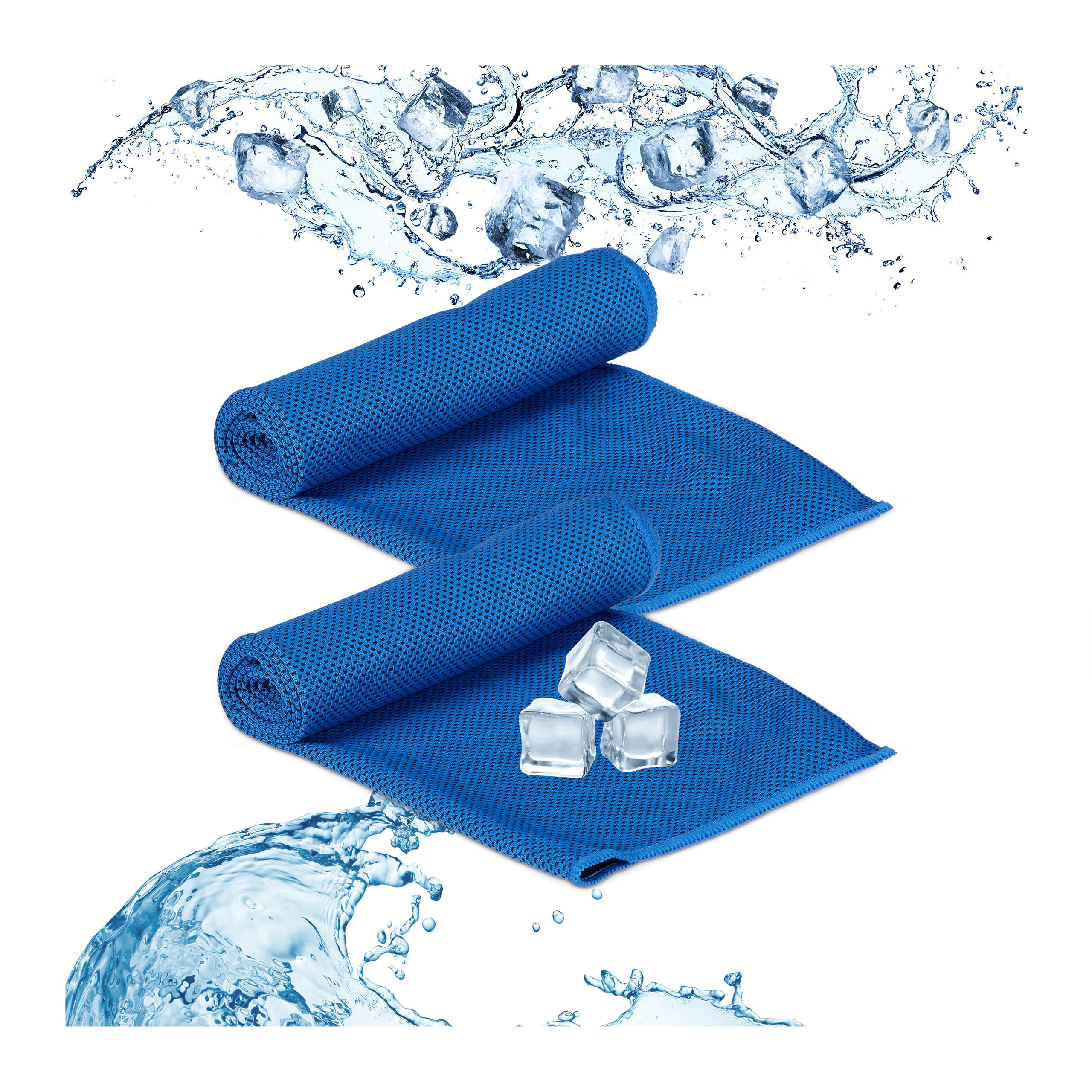 2XKÜHLHANDTUCH - Blau, Kunststoff/Textil (90/30cm) - Relaxdays