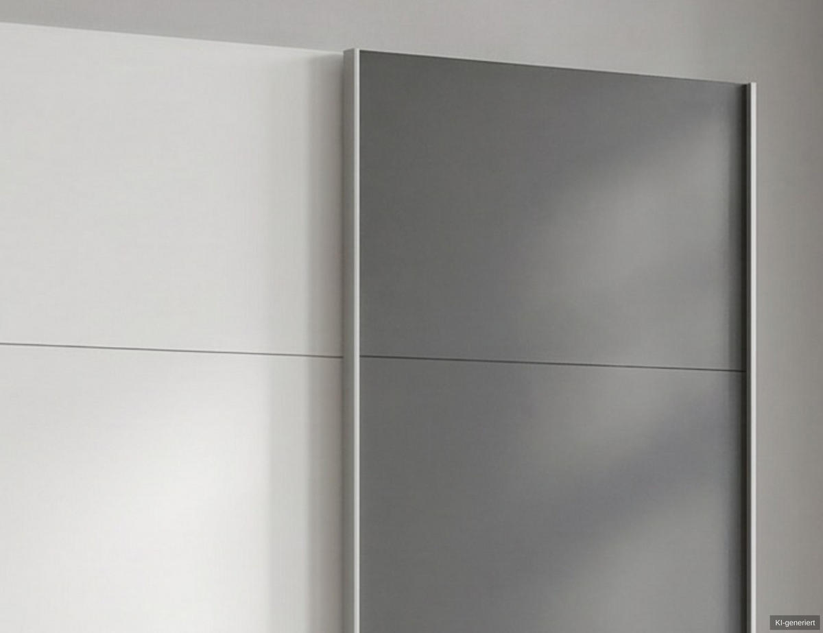 SCHWEBETÜRENSCHRANK 2-türig B135/H198/T65 cm, Kleiderschrank in Weiß, 1x Tür & sichtbare Schubkästen in Grafit / 22661 - Alufarben/Graphitfarben, Holz/Holzwerkstoff (135/198/65cm) - luma-home