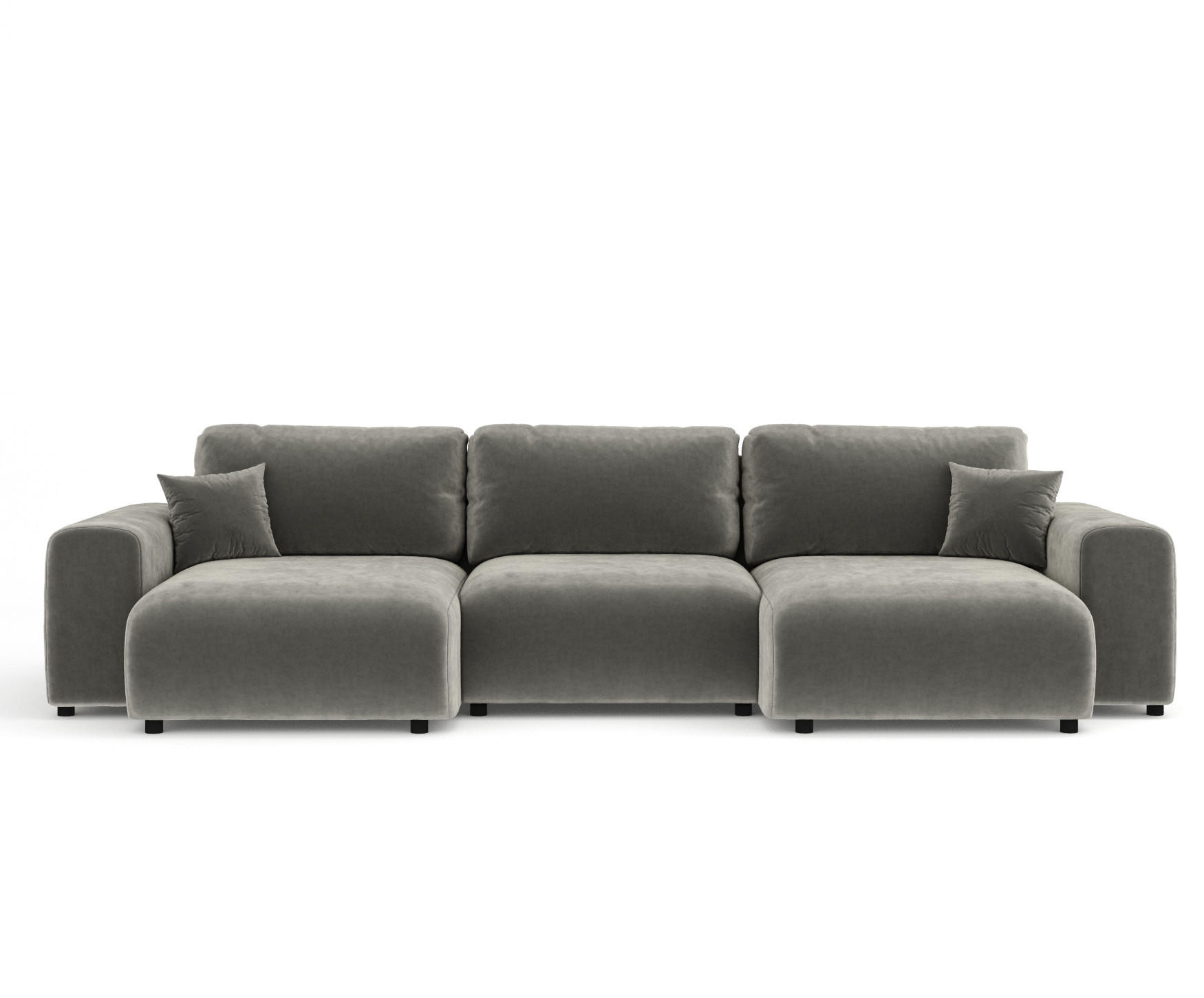 PANORAMASOFA Zanzibar Grau Samtstoff - Schwarz/Grau, Holz/Holzwerkstoff (325/79/144cm) - Maison de Reve