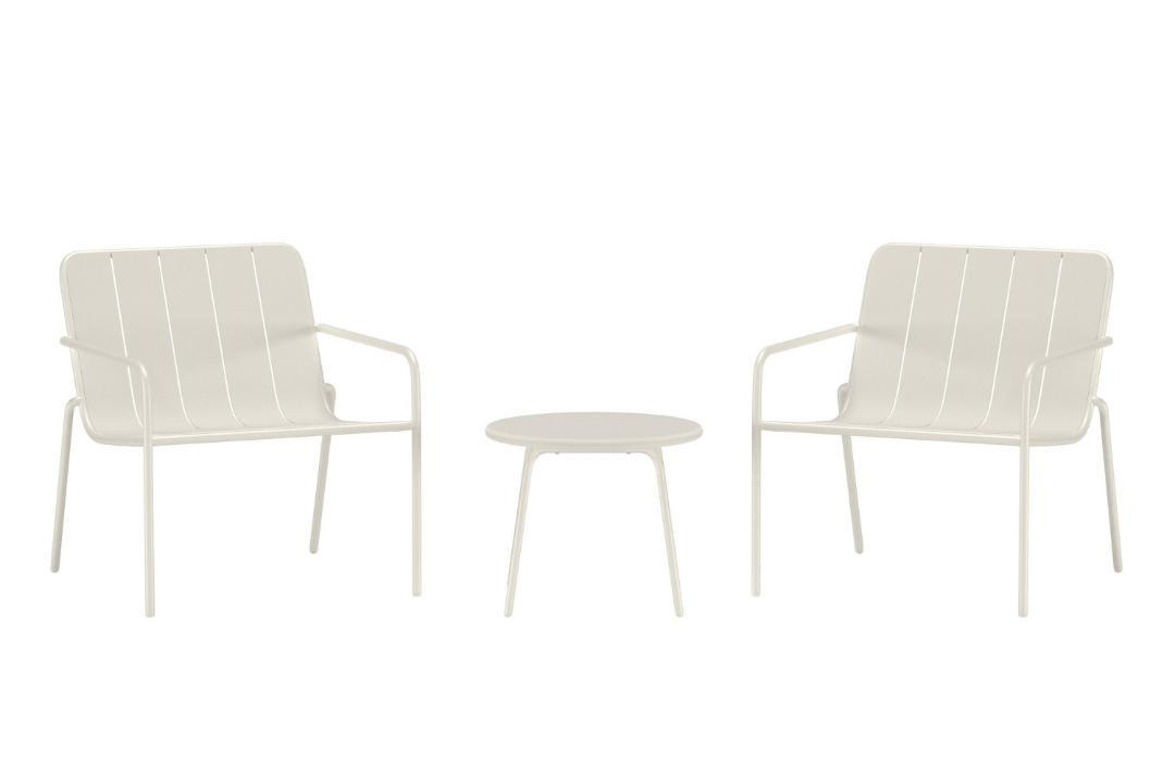 LOUNGE-SET, Minos, Tisch Beige, Stahl, 50 x 50 x 40 cm, 3-teilig - Beige, Metall - ebuy24