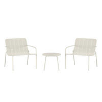 LOUNGE-SET, Minos, Tisch Beige, Stahl, 50 x 50 x 40 cm, 3-teilig - Beige, Metall - ebuy24