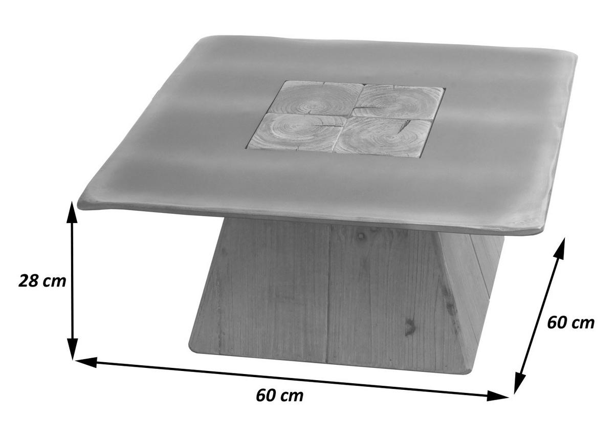 COUCHTISCH Braun, Metall - Silberfarben/Braun, Holz (60/60/28cm) - MCW