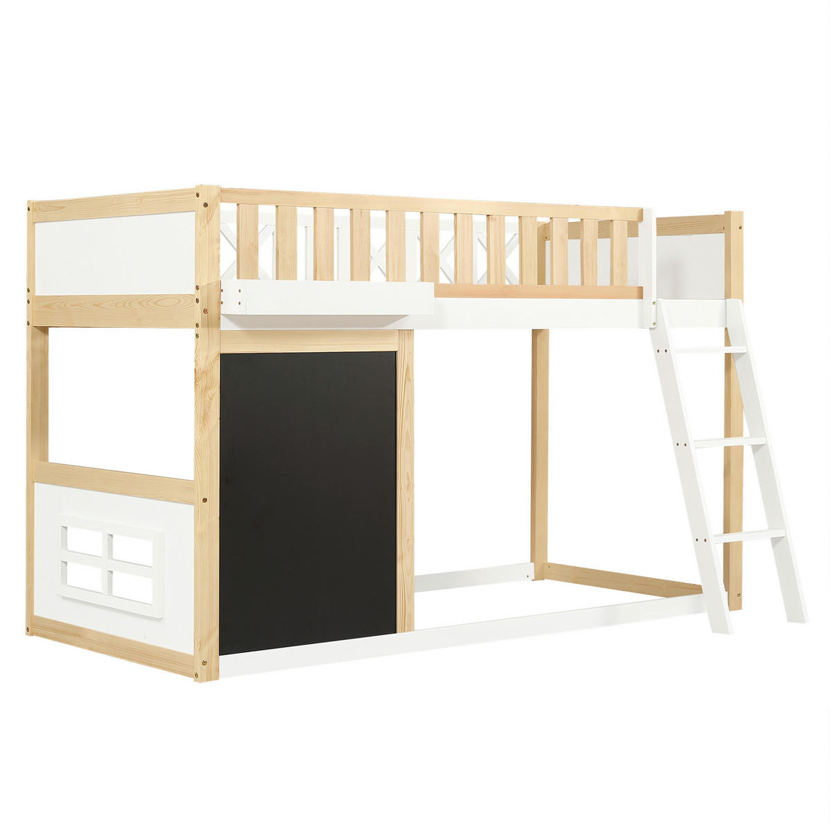 HOCHBETT 120/200 cm Weiß/Natur aus Kiefer+MDF mit Tafel - Weiß, Holzwerkstoff (90/200cm) - OKWISH