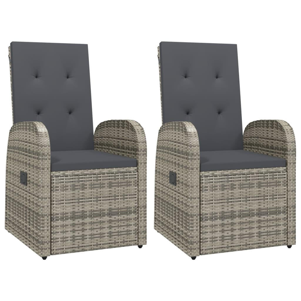 GARTEN-LIEGESTÜHLE 2 Stk. mit Auflagen Poly Rattan Grau - Grau, Kunststoff (57/106/57cm) - furnicato