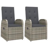 GARTEN-LIEGESTÜHLE 2 Stk. mit Auflagen Poly Rattan Grau - Grau, Holz (57/106/57cm) - furnicato
