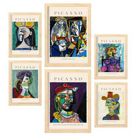 POSTER Set Mit 6 Picasso Sammlung A3 & A4 Rahmen Aus Hellem Holz - Beige, Papier (29/3cm) - Nacnic