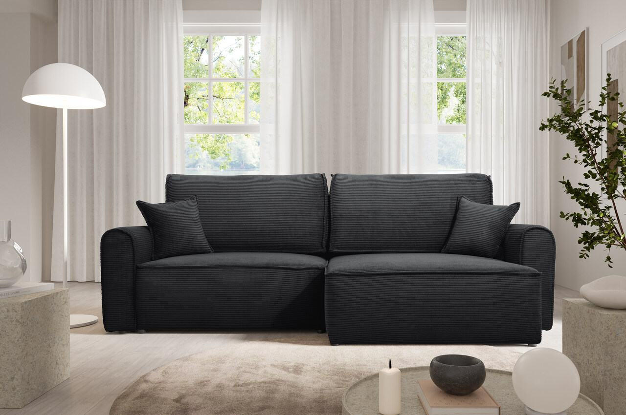 ECKSOFA mit Schlaffunktion Schwarz - Schwarz, Textil (244/148cm) - Furnisell