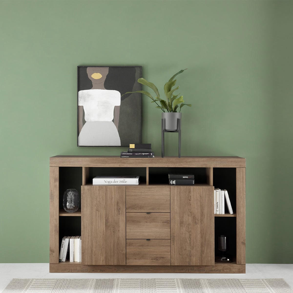 SIDEBOARD mit 2 Türen und 3 Schubladen L172 cm - Rimini - Eiche Artisan, Holzwerkstoff (40/102/172cm) - Calicosy