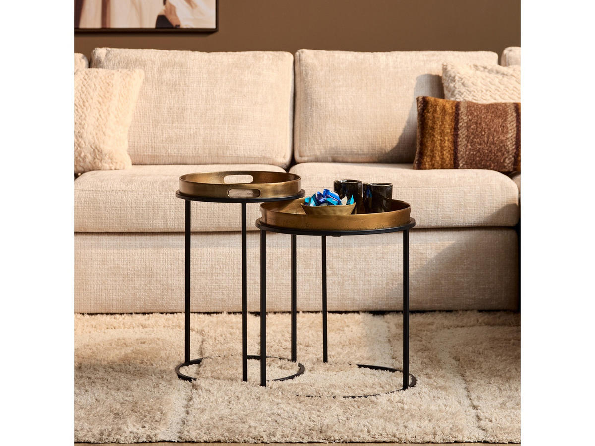 BEISTELLTISCH Laune Metall 42 cm / 42 cm + 35 cm / 35 cm Metallic Bronze - Braun, Metall (42/42/50cm) - Villa Möbel