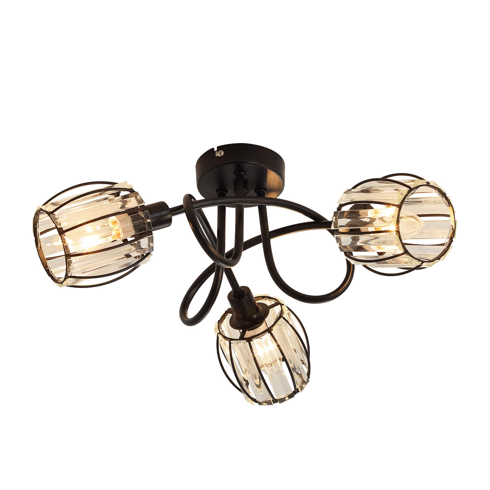 DECKENSTRAHLER Flammenschanz 20.5/20.5/40 cm - Schwarz, Glas (40/20.5/20.5cm) - ZMH