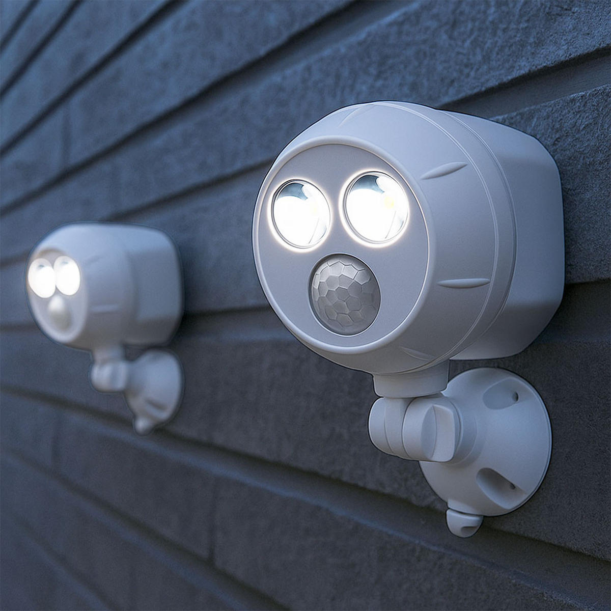 LED AUSSEN-WANDLEUCHTE Weiß Kunststoff 2er Set - Weiß, Kunststoff (11.5/16.5/9.5cm)