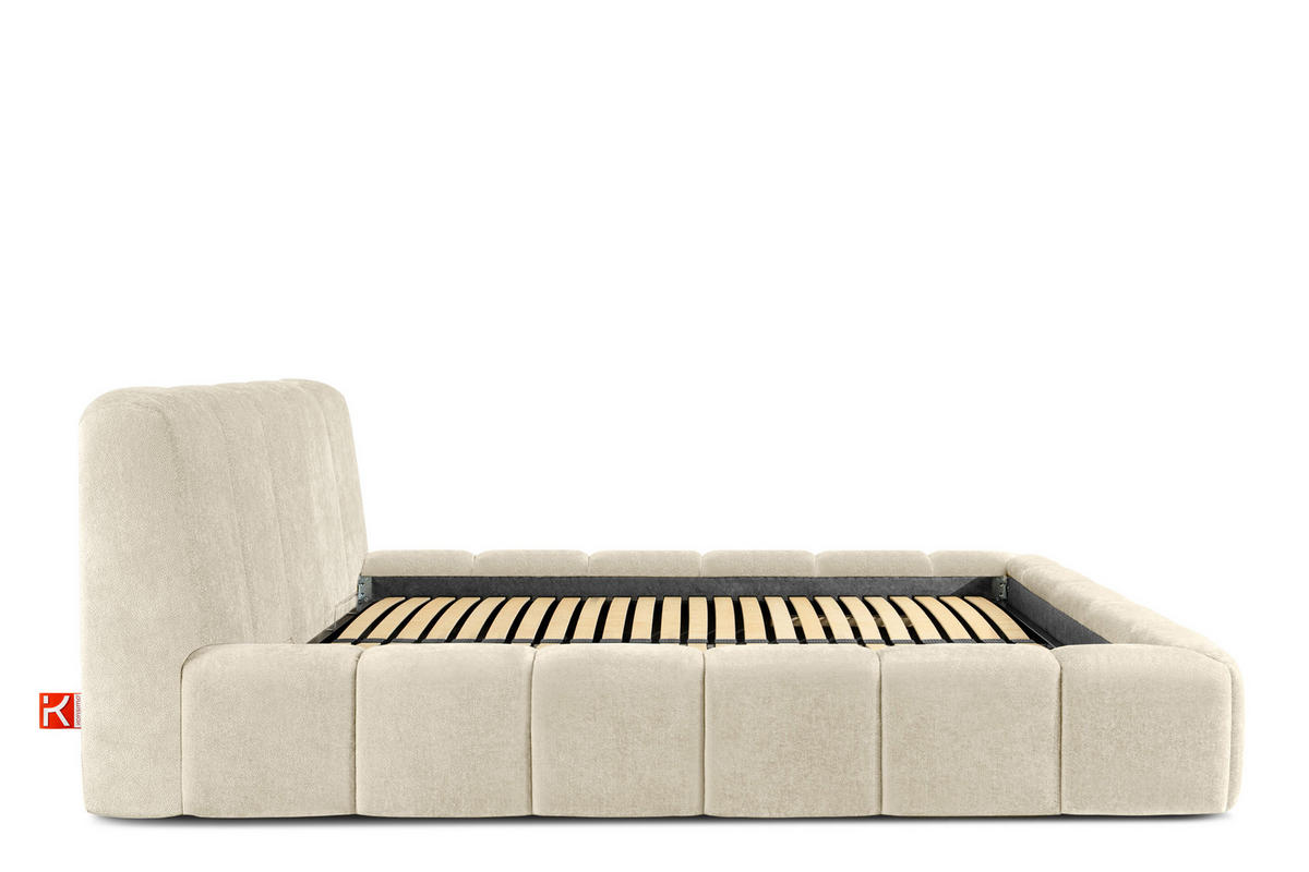 POLSTERBETT OLMIRA - Ecru/Schwarz, Holz/Holzwerkstoff (202/203cm) - KONSIMO®