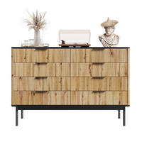 SIDEBOARD 120/39,5/80 cm mit mehreren Schubladen und strukturierter Front aus MDF, Natur/Schwarz - Schwarz, Holzwerkstoff (120/80/39.5cm) - Redom