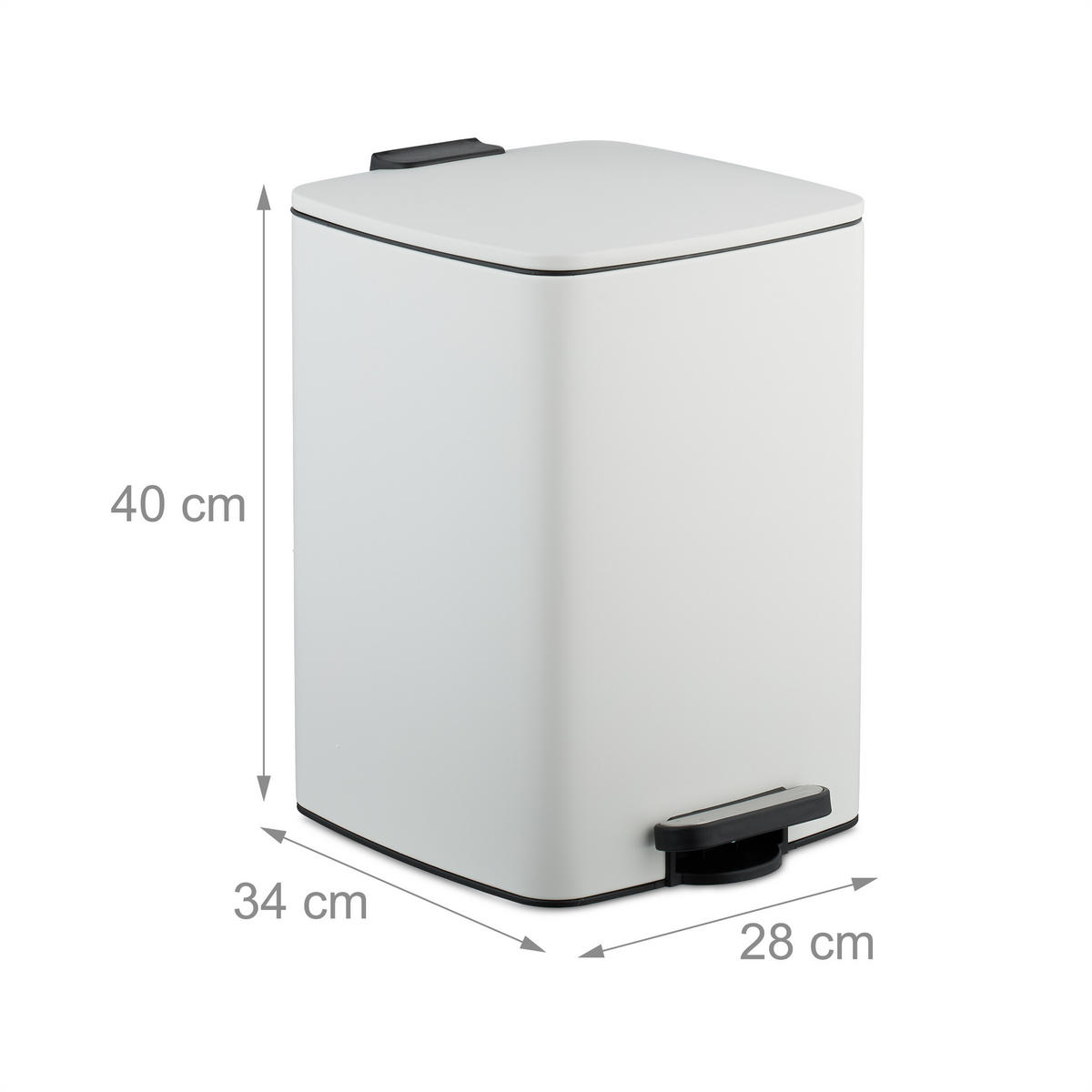 MÜLLEIMER 20l - Weiß, Kunststoff/Metall (28/40/34cm) - Relaxdays