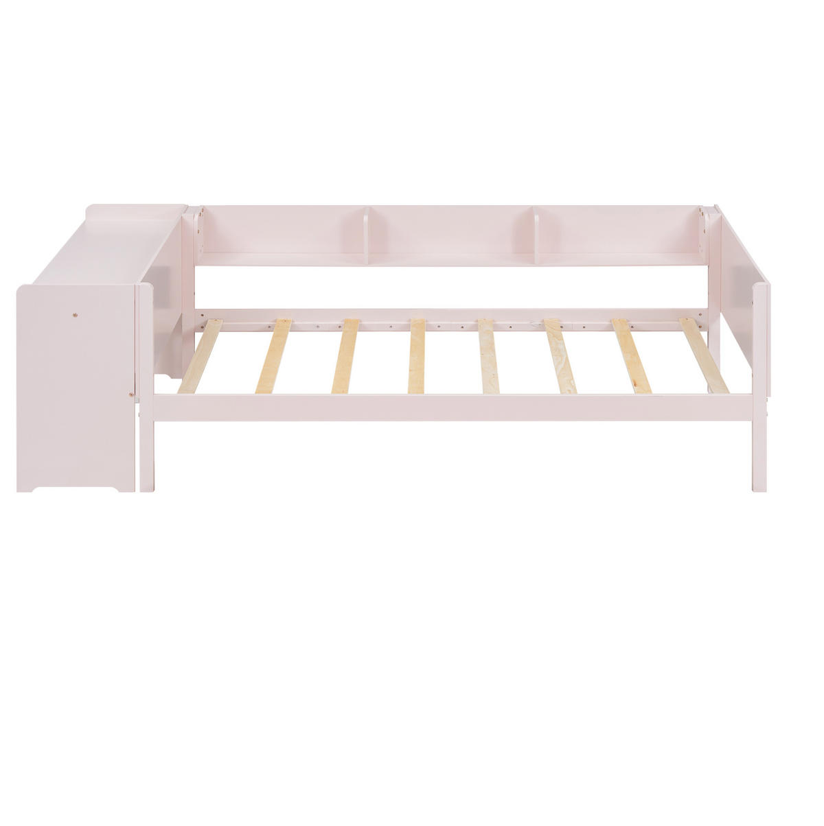 POLSTERBETT aus Kiefernholz 90x200 cm in Rosa mit Rollbett & Schreibtisch - Rosa, Holz (90/200cm) - Modfu