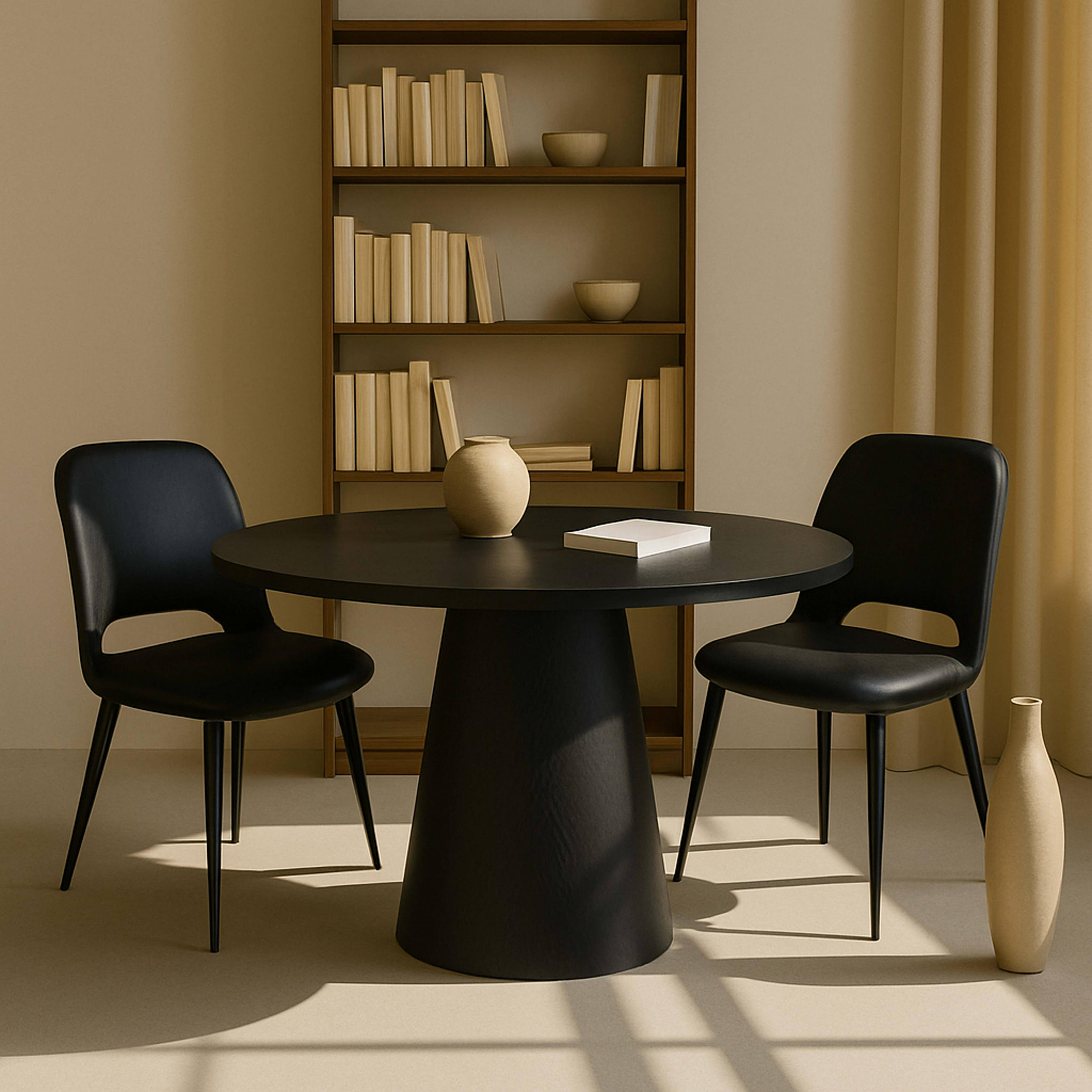 ESSTISCH, schwarzes Holzeffekt - Schwarz, Holz (120/120/75cm) - Oviala