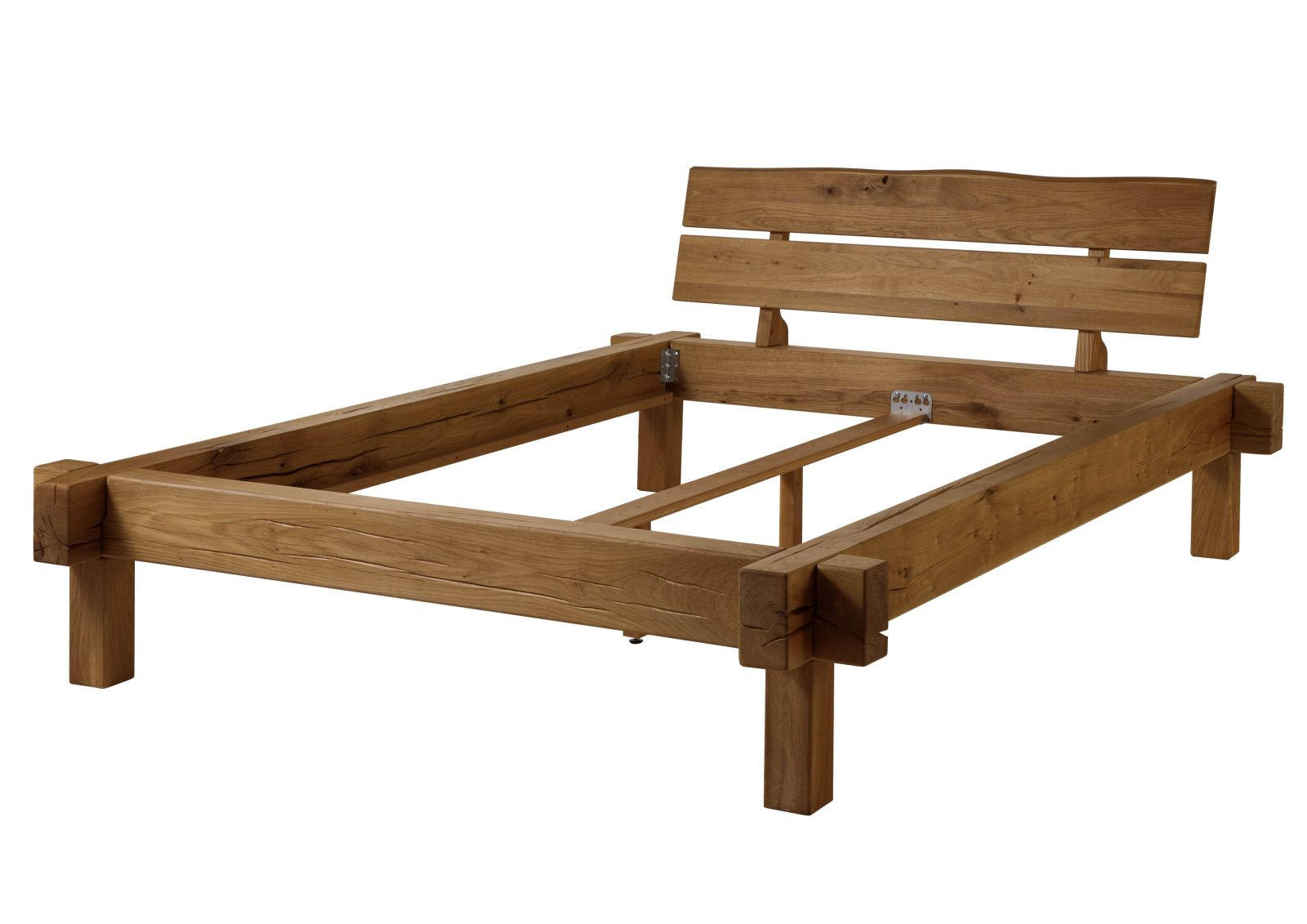 BETT Massivholz Wildeiche 160 x 200 x 85 braun BALKENMÖBEL #311 - Braun, Holz (160/200cm) - Massivmoebel24